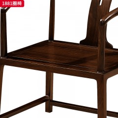 千匠一品 新中式风格 主材乌金木+辅材多层板贴乌金木皮 时尚大气圈椅1881-L
