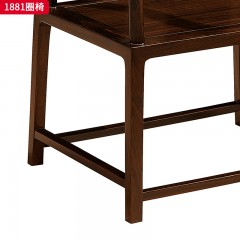 千匠一品 新中式风格 主材乌金木+辅材多层板贴乌金木皮 时尚大气圈椅1881-L