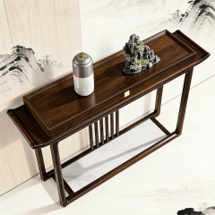 千匠一品 新中式风格 主材乌金木+辅材多层实木板贴乌金木皮+铜制五金 时尚大气玄关6975-L