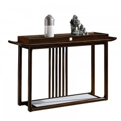 千匠一品 新中式风格 主材乌金木+辅材多层实木板贴乌金木皮+铜制五金 时尚大气玄关6975-L