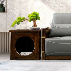 千匠一品 新中式风格 主材乌金木+辅材多层实木板贴乌金木皮 时尚大气角几9850-L