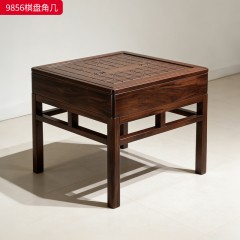 千匠一品 新中式风格 主材乌金木+辅材多层实木板贴乌金木皮 时尚大气棋盘角几9856-L