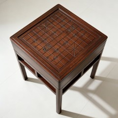 千匠一品 新中式风格 主材乌金木+辅材多层实木板贴乌金木皮 时尚大气棋盘角几9856-L