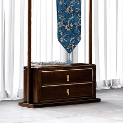 千匠一品 新中式风格 主材乌金木+辅材多层实木板贴乌金木皮+铜拉手 时尚优雅衣帽架6961-J