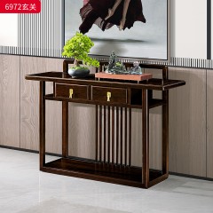 千匠一品 新中式风格 主材乌金木+辅材多层实木板贴乌金木皮+铜拉手 时尚优雅玄关6972-J