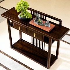 千匠一品 新中式风格 主材乌金木+辅材多层实木板贴乌金木皮+铜拉手 时尚优雅玄关6972-J