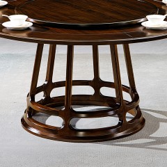 千匠一品 新中式风格 主材乌金木+辅材多层实木板贴乌金木皮 时尚优雅圆餐桌9903-J