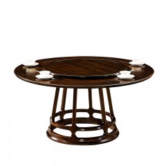 千匠一品 新中式风格 主材乌金木+辅材多层实木板贴乌金木皮 时尚优雅圆餐桌9903-J