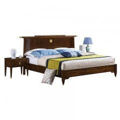 千匠一品 新中式风格 主材乌金木+辅材多层板贴乌金木皮 时尚大气床6801-J