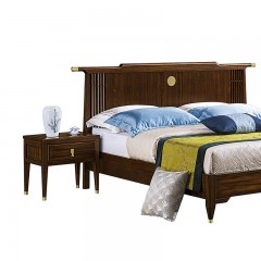 千匠一品 新中式风格 主材乌金木+辅材多层板贴乌金木皮 时尚大气床6801-J