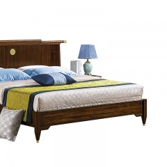 千匠一品 新中式风格 主材乌金木+辅材多层板贴乌金木皮 时尚大气床6801-J