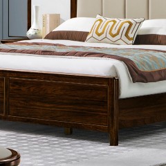 千匠一品 新中式风格 主材乌金木+辅材多层板贴乌金木皮+皮艺靠包 时尚优雅1.8m床9201-J