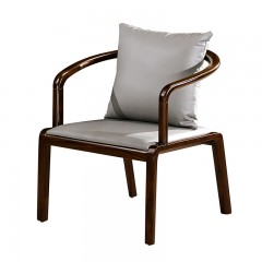 千匠一品 新中式风格 主材乌金木+辅材多层板贴乌金木皮+皮艺座包 时尚优雅书椅9305-J