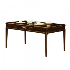 千匠一品 新中式风格 主材乌金木+辅材多层实木板贴乌金木皮+铜拉手 时尚优雅餐台9902-J