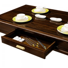 千匠一品 新中式风格 主材乌金木+辅材多层实木板贴乌金木皮+铜拉手 时尚优雅餐台9902-J