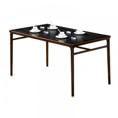 千匠一品 新中式风格 主材乌金木+辅材多层板贴乌金木皮+岩板台面 时尚大气餐台9905-J