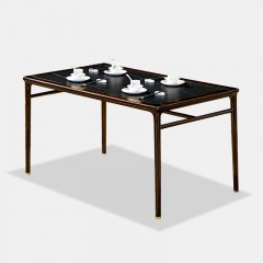 千匠一品 新中式风格 主材乌金木+辅材多层板贴乌金木皮+岩板台面 时尚大气餐台9905-J