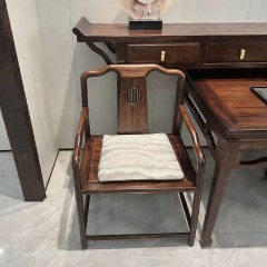 千匠一品 新中式风格 岩板+主材乌金木+辅材多层实木板贴乌金木皮+铜拉手 时尚优雅长条案9910 八仙桌9909-J