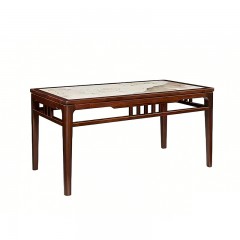 千匠一品 新中式风格 主材乌金木+辅材多层实木板贴乌金木皮+另购岩板台面 时尚大气长餐台6822-1-J