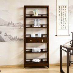 千匠一品 新中式风格 主材乌金木+辅材多层实木板贴乌金木皮+五金饰件 时尚优雅书架6827-J