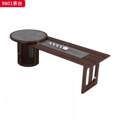 千匠一品 新中式风格 主材乌金木+辅材多层实木板贴乌金木皮+火烧石 时尚优雅茶台9601-J