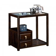 千匠一品 新中式风格 主材乌金木+辅材多层实木板贴乌金木皮+铜拉手+智能茶炉 时尚优雅茶水柜9612-J