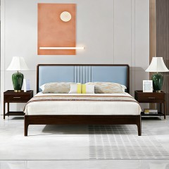 千匠一品 新中式风格 主材乌金木+辅材多层板贴乌金木皮+皮艺软包 时尚大气床9209-L