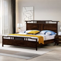 千匠一品 新中式风格 主材乌金木+辅材多层板贴乌金木皮 时尚大气床9212-L