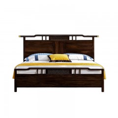 千匠一品 新中式风格 主材乌金木+辅材多层板贴乌金木皮 时尚大气床9212-L