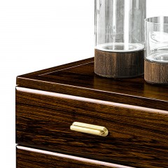 千匠一品 新中式风格 主材乌金木+辅材多层板贴乌金木皮+五金饰件 时尚大气床头柜9232-L