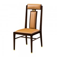 千匠一品 新中式风格 主材乌金木+辅材多层板贴乌金木皮+皮艺坐包 时尚大气餐椅9916-L