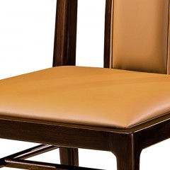 千匠一品 新中式风格 主材乌金木+辅材多层板贴乌金木皮+皮艺坐包 时尚大气餐椅9916-L