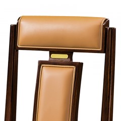 千匠一品 新中式风格 主材乌金木+辅材多层板贴乌金木皮+皮艺坐包 时尚大气餐椅9916-L