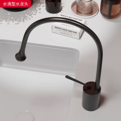 ●千匠一品 现代风格 黄铜+不锈钢 家庭浴室厨房洗手间水滴型水龙头-J