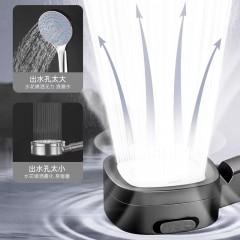 ●千匠一品 现代风格 ABS塑料+不锈钢面板 家庭浴室三档涡轮增压过滤花洒-A