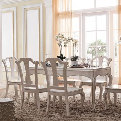 △千匠一品欧式板木结构珍珠白餐椅G909-J