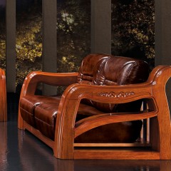 千匠一品中式虎斑木实木沙发1+2+3组合套装B709-H