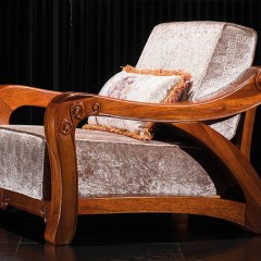 千匠一品中式虎斑木实木布艺1+2+3沙发套装组合B708