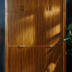 千匠一品 新中式胡桃木板木结合家具四门大衣柜YG9600-C