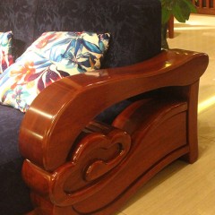 千匠一品中式虎斑木实木布艺转角沙发组合B710-H
