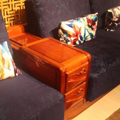千匠一品中式虎斑木实木布艺转角沙发组合B710-H