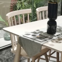 △千匠一品原木北欧水性白+白蜡木餐台D6301+餐椅D6330-C
