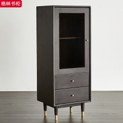 △千匠一品 意式极简红橡木实木框架+红橡木实木脚格林书柜-H