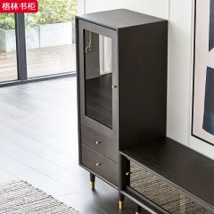 △千匠一品 意式极简红橡木实木框架+红橡木实木脚格林书柜-H