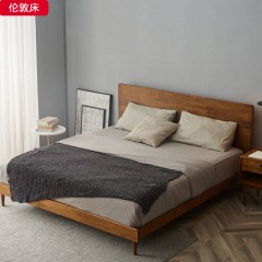 △千匠一品北欧极简进口黄杨木实木框架+实木排骨架+黄杨木实木脚1.5 1.8m伦敦床-H