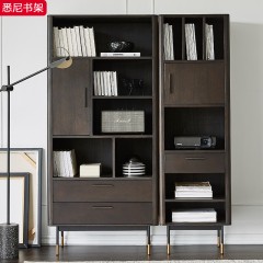 △千匠一品现代极简优质红橡木松木框架+实木脚悉尼书架-H