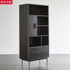 △千匠一品现代极简优质红橡木松木框架+实木脚悉尼书架-H