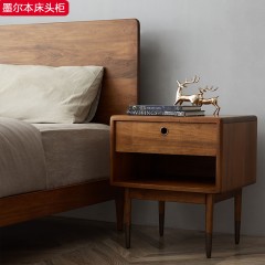 △千匠一品北欧极简进口黄杨木实木框架+实木脚墨尔本床头柜-H