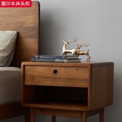 △千匠一品北欧极简进口黄杨木实木框架+实木脚墨尔本床头柜-H