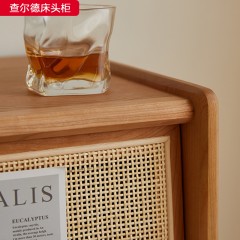 △千匠一品 北欧风格樱桃木原木色床头柜-查尔德床头柜-X